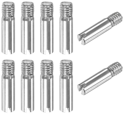M METERXITY 10-Pack M4 x 16mm Slotted Cylindrical Pin Dowel, 304 Stainless Steel External Thread Locating Dowel Parallel Pins for Metal Devices/Wooden Projects [Silver Tone]