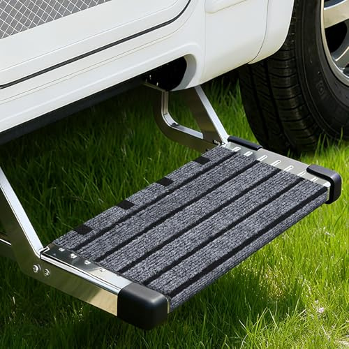 Alfombrilla para Escalones de Autocaravana Alfombra Peldaño Caravana Escalera para Autocaravana Alfombrilla Escalón RV Cubiertas para Escalones Mats Escaleras Antideslizante con Hebillas Ajustable