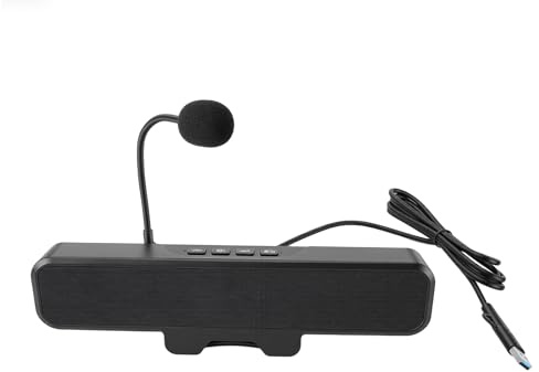 Tonysa Haut-Parleur D'Ordinateur avec Micro Amovible, Plug and Play, Haut-Parleur Filaire USB pour Ordinateur de Bureau, Contrôle du Volume, Une Touche Muette, Facilement fixé sur