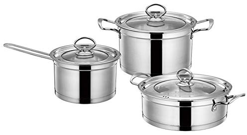 Set pentole e Padelle Pentolame in acciaio inox Set di 3 Home Ristorante professionale Stoviglie Adatto for tutte le stufe compreso Cooker per Uso Cucina(Silver)