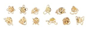Lot de 12 Broches Dorées en Fausse Broches, clips för att dra på en alliage Métallique Rond Cœur Nœud för kläder, boucles of châle, boutons instantanés för jeans, cardigans, träning, dekoration