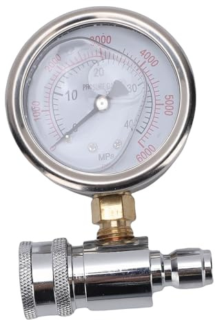 ZDAGELD Power Washer Pressure, 6000PSI Dual Scale Stainless Steel Meter for High Pressure Washer, with 3/8 Inch Quick Connect Fitting, Universal Compatibility for Washing Machine Hose