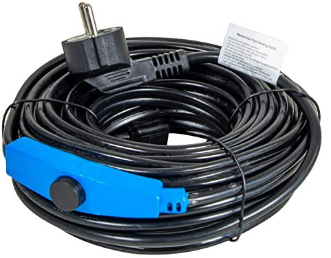 horizont Câble chauffant antigel avec thermostat de 12 m, idéal pour conduite d'eau ou comme chauffage des plantes, chauffage de gouttière étanche, chauffage de gouttière, chauffage d'accompagnement