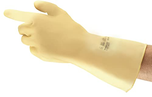 Ansell AlphaTec 87-137 Guanti di Protezione Chimica in Lattice, Formulazione Sensibile Resistente, Eccellente Flessibilità e Comfort, Taglia XS/S (12 Paia)