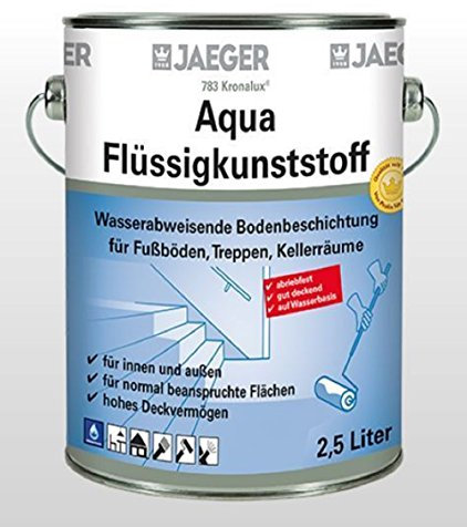 Jaeger Kronalux Aqua-Flüssigkunststoff, Bodenbeschichtung auf Wasserbasis (2,5 Liter, kieselgrau (7032))