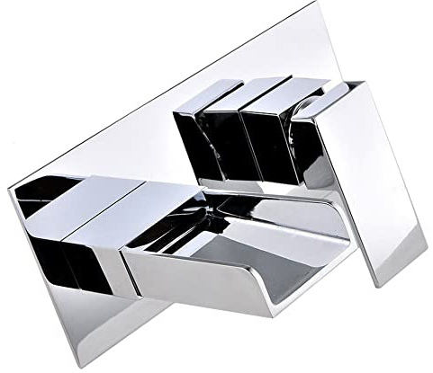 Nes Home | Laura Bathroom Luxury Chrome Waterfall Wall Mounted Basin Mixer Tap