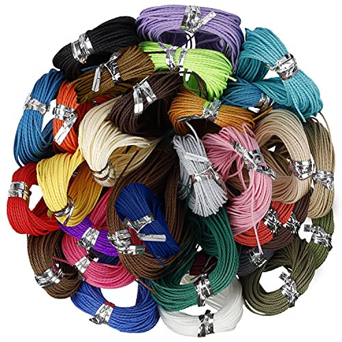Handi Stitch 30er Pack Gewachste Schnur Reissfest Polyester Garn 1 mm Buntes Wachsgarn Set 10 m - Reißfester Garn zur Herstellung von Fußketten & Halsketten, Makramee Armbänder, Pflanzenbügeln