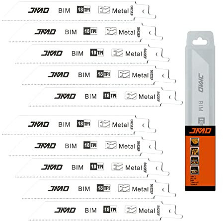 JMD 10 Pezzi S922EF Lame per Sega a Gattuccio 150mm 18TPI per Metallo - Compatibile con Bosch DeWalt Makita ecc
