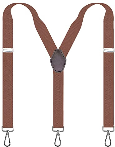 SupSuspen Y-Back Suspenders 1.4'' Heavy Duty Braces&3 Swivel Hooks on Belt Loops