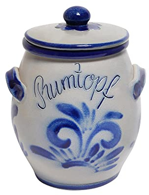 Steinzeug-Schmitt Rumtopf echte Salzglasur aus Töpferhand (Inhalt 1,5 Ltr. - bemalt)