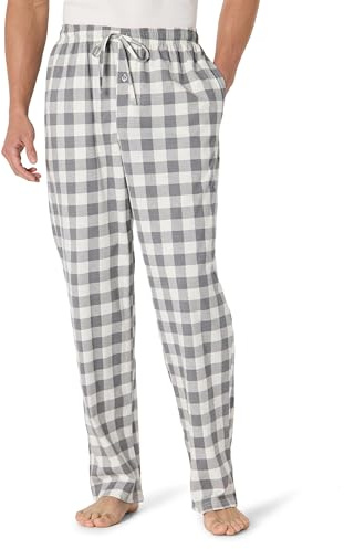 Amazon Essentials stickad pyjamasbyxa för män, grå buffelcheck, medium