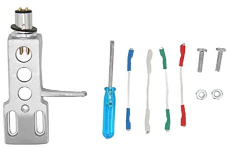 Cabezal para Tocadiscos, Soporte de Vinilo para Lápiz óptico Soporte para Lápiz óptico para Cabezal de Fonógrafo Universal LP Reemplazo de Montaje de Cabezal para Tocadiscos con 4 Cables(Plata)