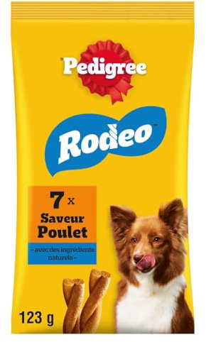 PEDIGREE Rodeo - belöningar med kycklingsmak för hundar - 12 påsar med 7 godsaker (12 x 123 g)