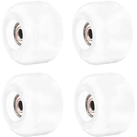 4 Skateboard-Rollen und Kugellager, Rollschuh-Rollen mit Lager, Skateboard, Tricks, Skateboard, Verwendung 54 mm x 36 mm, 90A, Weiß