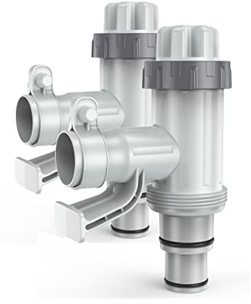 Deeroll Pool-Saugnapfventil plus für oberirdische Pools, 2-in-1 Kolbenventil, Ersatzteile, Poolzubehör, 1/4 Zoll Poolrohrhalter mit Kolbenventil (2 Stück) (2 Stück)