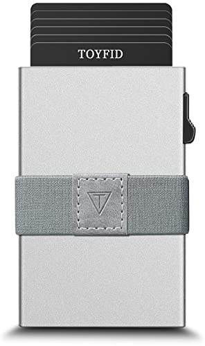 TOYFID RFID Card Holder Pop Up Minimalist Wallet for Men Women RFID Blocking Protection Metal Aluminum Slim Credit Card Case