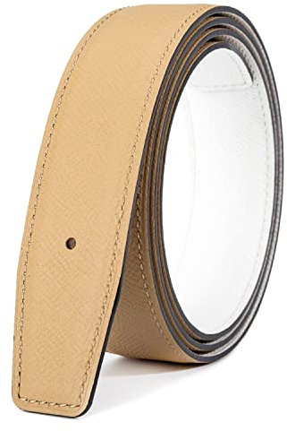 titiroa Ersatzgürtel Rindsleder Echtleder Wendegurtband für Damen/Herren Breite 32MM Länge 110CM Aprikose/Weiß