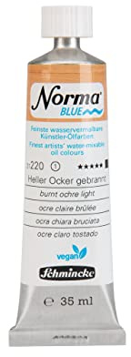 Schmincke - NORMA Blue, 21220009, finaste akvarelloljor för konstnärer, högpigmenterade, ljusbeständiga, veganer, ljusrostade ockra, 35 ml