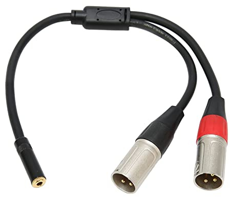 VBESTLIFE 0.3m 3.5mm to XLR Microphone Cable, Red Black, Balanced Dual XLR Male to 3.5mm Female Stereo, Compatible with Phone, MP3 Player, Tablet, Laptop, Recorder, Mixer, Speaker