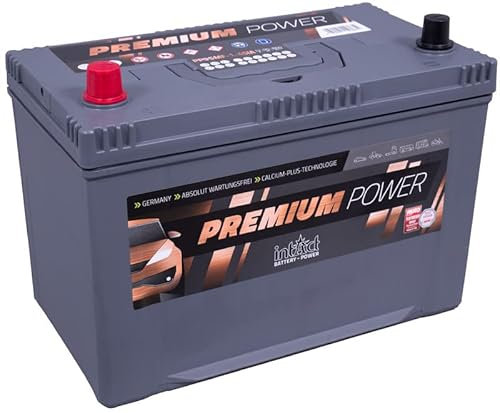 intAct Premium Starterbatterie 12V 95Ah 800A - Autobatterie mit 30% mehr Startleistung und Schnellladetechnik - auslaufsicher und wartungsfrei - Maße (LxBxH): 304x173x220mm, Pluspol links