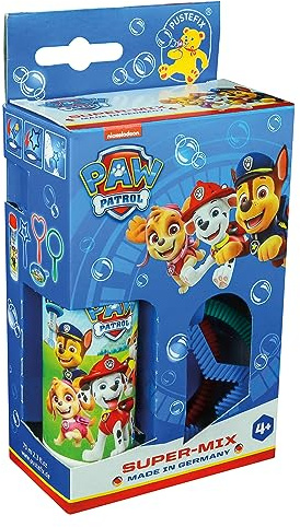 PUSTEFIX Mini-Mix PAW Patrol 70ml I Seifenblasen Set I Seifenblasen Kinder Set mit Herz-, Kreis-, Stern-Blasring I Puste-Ringe für Kinder & Erwachsene
