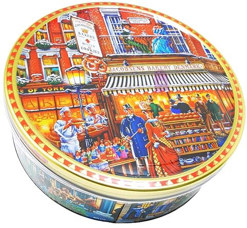 Danish Butter & Chocolate Chip Cookies Assortment 400g in Embossed Baker Shop on Portobello Road London W11 Tin Design - Biscuits Gift Set