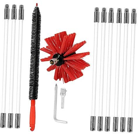 Brosse de Ramonage Cheminée 9 Tiges en Nylon pour Conduit de Sécheuse