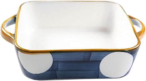 Dinner Plates，Pasta Bowl， Soup PlatesSoup Plate,Dinner Plate,Soup Mug,Rectangular Lasagne Pan With Handle, Small Ceramic Bakeware Pan For 1 Person, Porcelain Baking Dish Oven Proof-blue-A-800ml 28oz (