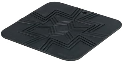WENKO Silikon Topfuntersetzer Wesi, 2er Set Untersetzer aus flexiblem Silikon, hitzebeständig bis 230 °C, schützen Oberflächen vor Hitze und Kratzern, spülmaschinengeeignet, 16 x 16 x 0,5 cm, Schwarz