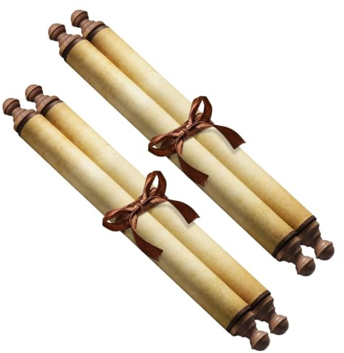 Makevivi 2 Stück Blanko-Scrolls-Papier mit Holzstäben 24,1 x 80,0 cm für Gute-Laune-Liste, Schreiben, Hochzeitsgelübde, Einladung, Liebesbrief, Cosplay-Requisite, Renaissance (Stil 2)
