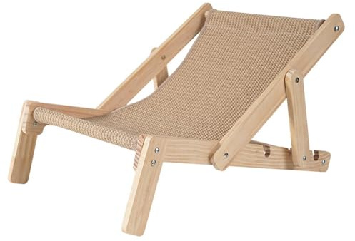 Kixolazr Hamaca para Gatos y Conejos, Silla de Salón de Madera Maciza de Sisal, Árbol Rascador, Mecedora con Cama Ajustable Elevada