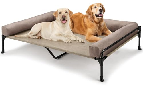 Veehoo Large Raised Elevated Outdoor Dog Bed - washable Removable Bolster