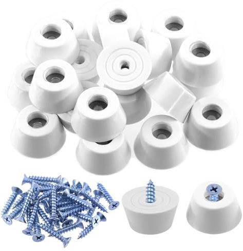 Keadic 42 Pcs Non-Slip Rubber Feet Pads, 30×22×15mm White Furniture Floor Protectors with Gaskets & M5 Screws, Anti-Skid Glide Pads for Cutting Board, Chair, Table, Sofa & Wooden Furniture