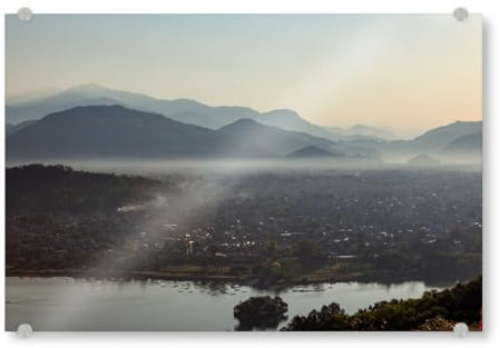 artboxONE Acrylglasbild 45x30 cm Natur Pokhara Bild hinter Acrylglas - Bild pokhara Asien Berge