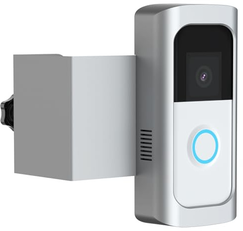 Anti-Theft Video Doorbell Camera Mount, No-Drill Bracket Holder Compatible with Video Doorbell, Not Block Doorbell Motion Sensor (Silver) | No-Drill Doorbell Camera Bracket for Apartment Door, Renter Friendly, Easy to install, Accessories for Home
