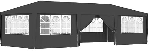 Homgoday Professionellt partytält med väggar grå 90 g/m² 4 x 9 m utomhus pergola trädgård pergola tält för fest, utomhus, trädgård, terrasser
