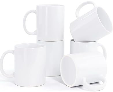 Holywarm Sublimation Mugs with Boxes 11oz Blank Sublimation Mugs | AAA Coating Ceramic White Mugs Sets of 6 | Can be Used as Coffee Mug, Tea Mug, Holiday Gifts | Dishwasher & Microwave Safe (6)