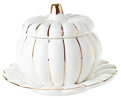 Alipis Ciotola Per Zuppa in Ceramica A Forma Di Zucca Bianca Set Da 4 Facile Da Pulire Adatta Al Microonde