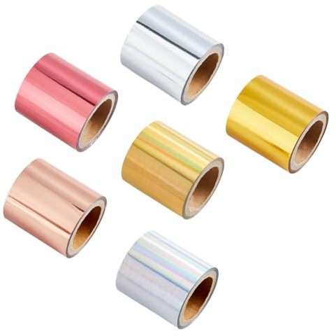 SUPERFINDINGS 6 Rotoli Lamina in Oro di Trasferimento A Caldo 4cm Larghezza Lamina Trasferimento Calore Stampa A Caldo Carta per Carta Artigianale Biglietti d'auguri 10m/Roll