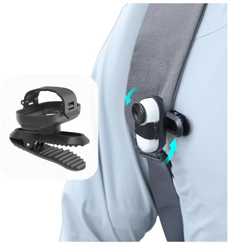 CERFFOOL Soporte para mochila con rotación de 360°, para Insta360 GO 3S GO 3, correa de hombro, clip de resorte, antivibración, anticaídas, accesorios para cámara de acción