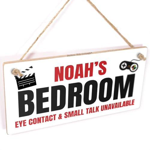 Personalised Bedroom Sign, Small Talk Unavailable | Bedroom privacy cue for quiet personal spaces