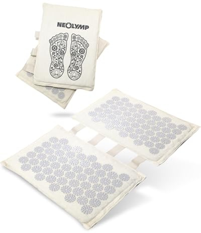 NEOLYMP Paillasson d'acupression - Stimulation polyvalente - Lavable et respectueux de l'environnement - Avec sac de transport - Tapis de massage des pieds d'acupuncture avec pointes en ABS - Tapis à