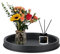 WNYDTSOG Deko-Tablett rund 29 cm schwarz, Serviertablett aus Metall, Küchentablett, Kerzenteller, Frühstückstablett, Dekotablett,Servierplatte,geeignet für Küchen, Cafés und Restaurants
