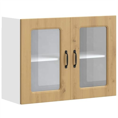 vidaXL Küchen-Hängeschrank mit Glastür Kalmar Artisan-Eiche Holzwerkstoff