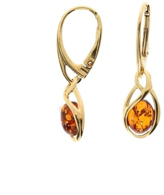 Bernstein Ohrringe von Artisana-Schmuck, moderne hängende Ohrringe aus Bernstein und 925/000 Sterling Silber vergoldet
