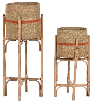 MACETERO SET 2 YUTE MANGO 26X26X67 NATURAL
