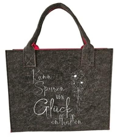Nadelkonfetti, farbige u. robuste Filztasche mit Spruch, Kann Spuren von Glück enthalten (Einkaufstasche, Tasche, Shopper) (pink)