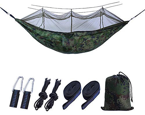 LXWKAI Mosquitera para Exteriores con Red de Nailon paracaídas, Hamaca Ultraligera para Acampar, Hamaca Individual para Senderismo, mochileros, Viajes, Aventuras en la Playa (C)
