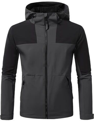 NITRY Übergangsjacke Herren Casual Gutaussehend Mode LangarmJacke Leichte Persönlichkeit Trend HoodieJacke Urlaub Camping Sport Outdoorjacke J-Dark Grey L