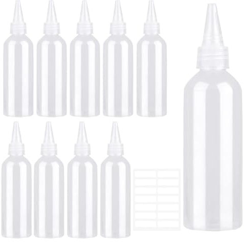 Ksnowqi 12 Pezzi Bottiglia Squeeze di Plastica, Squeeze Bottle 100ml, Biberon Cucina Piccoli, Trasparente Bottiglia Bottiglie da Spremere per Squeeze con Tappi, per Ketchup, Senape, Mayo